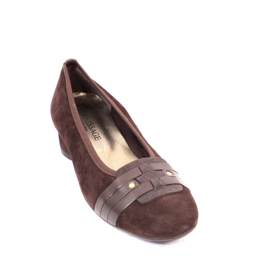 Vernissage 73936 Brown Suede Leather Comfort Heels Shoes Pumps